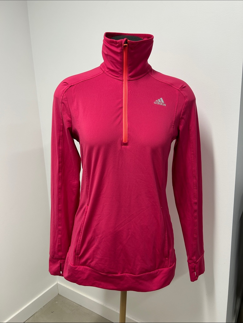 adidas Women's Hot Pink Half-Zip Training Pullover